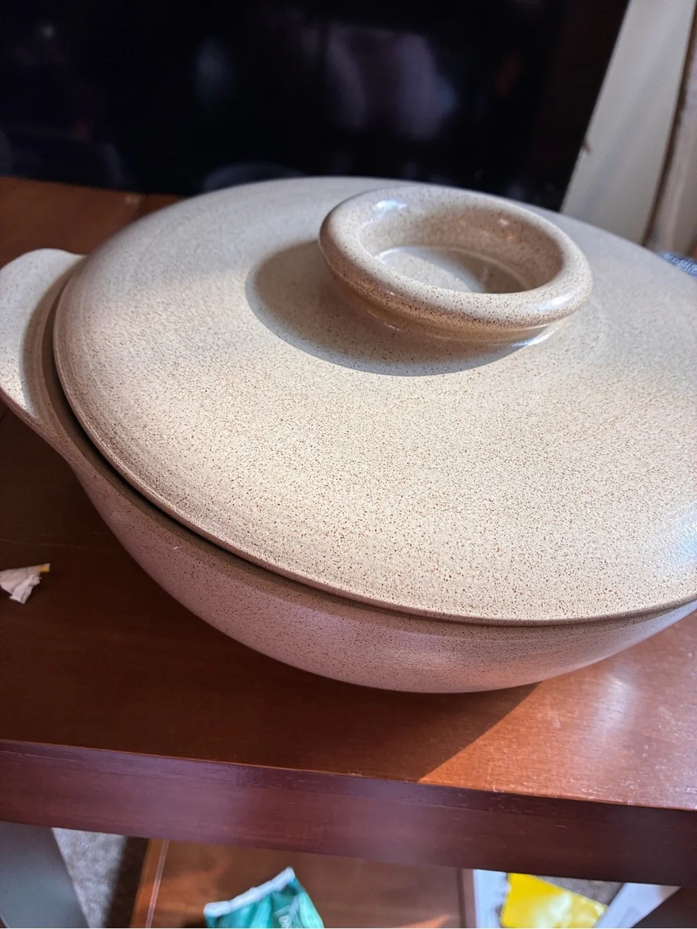Vintage 1950s Heath Ceramics Winged Covered Casserole Sea & Sand